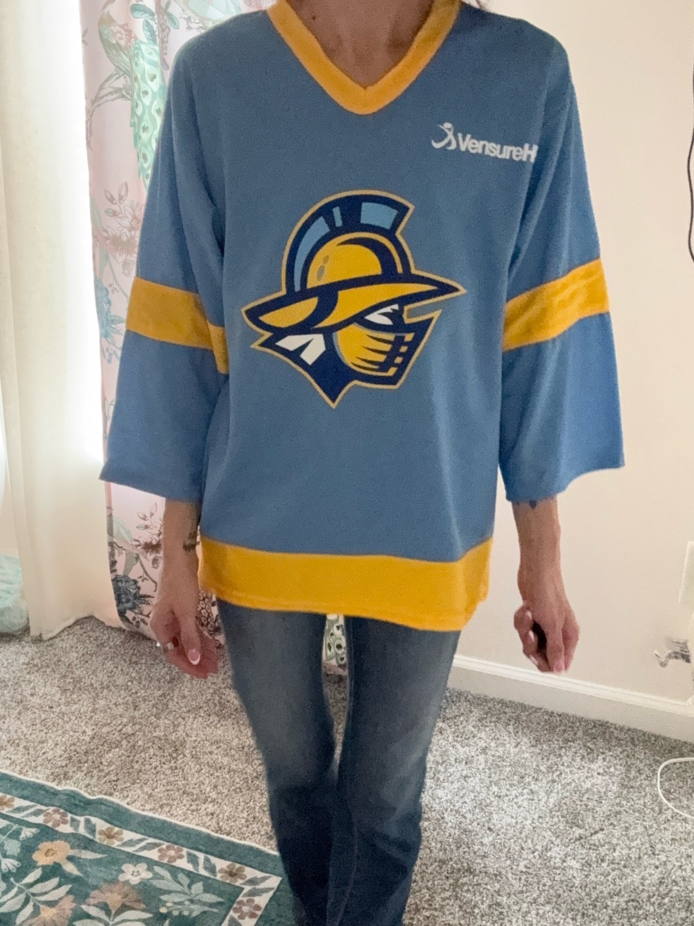 Gwinnett gladiators Light Blue & Gold Hockey Jersey